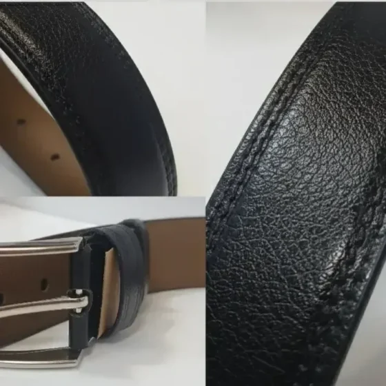 کمربند مردانه چرم مصنوعی مشکی کلاسیک دور دوخت