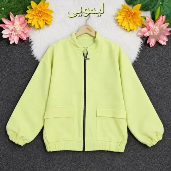 بامبر جکت زنانه فلونزی ضخیم و گرم جلو زیپ دار رنگ قهوه ای مناسب پاییز