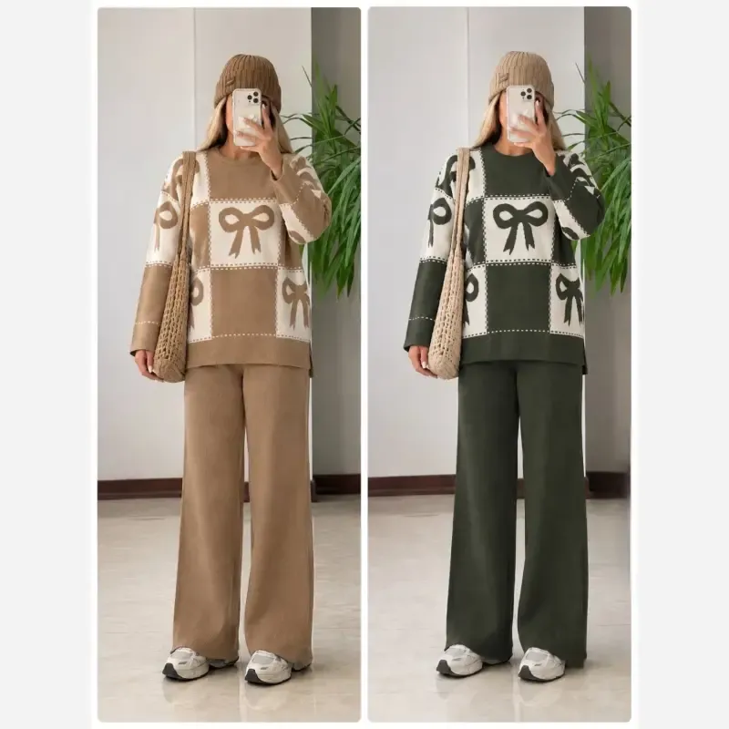 ست بافت پاپیون ادرینا جنس بافت گرم بالا سایز 38 تا 48