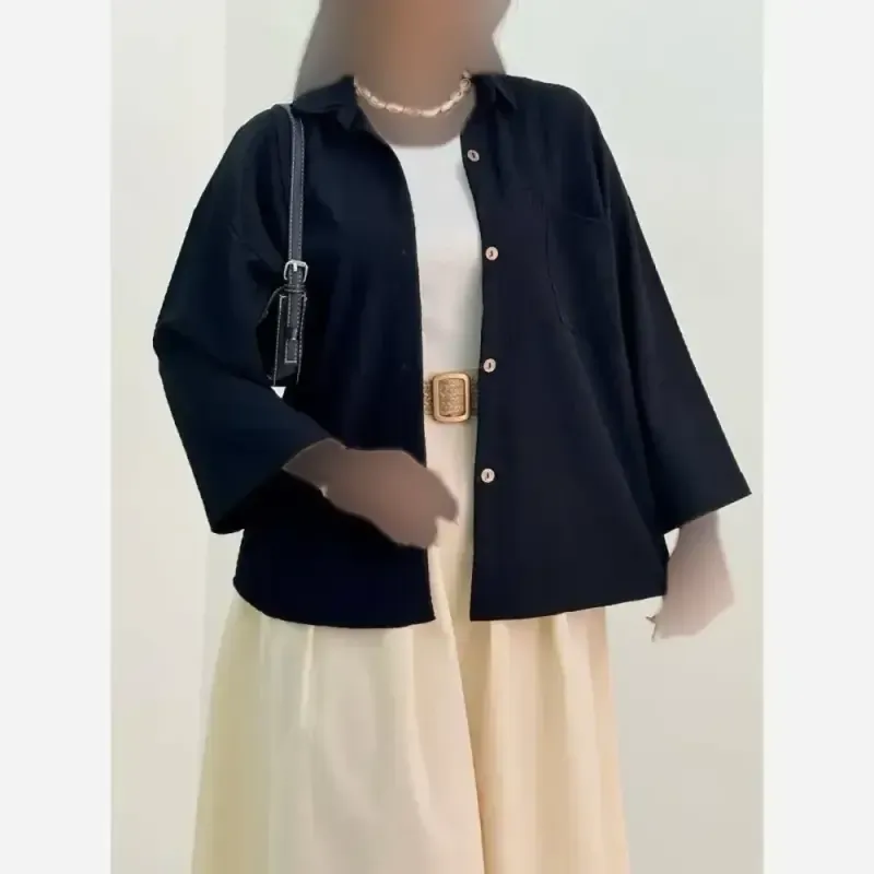 شومیز زنانه مدل پادینا پارچه اطلس تک جیب فری سایز - تصویر 13