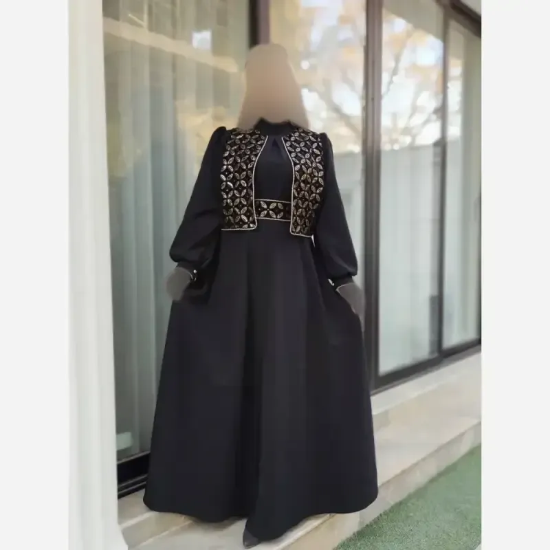 سه تیکه پیراهن و جلیقه و کمربند زرین کرپ مازراتی مشکی - تصویر 2