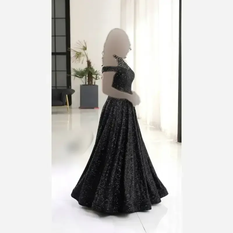 ماکسی مجلسی دانتل چمنی مشکی کاپدار و استردار سایز 38 تا 52 - تصویر 5