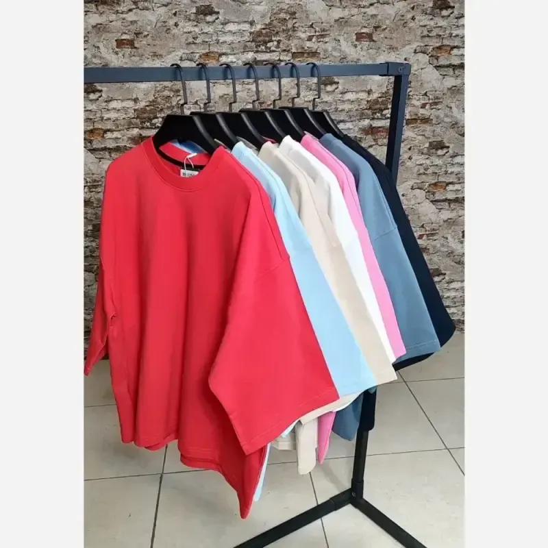 تیشرت بیسیک دورو نخ پنبه درجه یک فری سایز مدل کارولین - تصویر 7