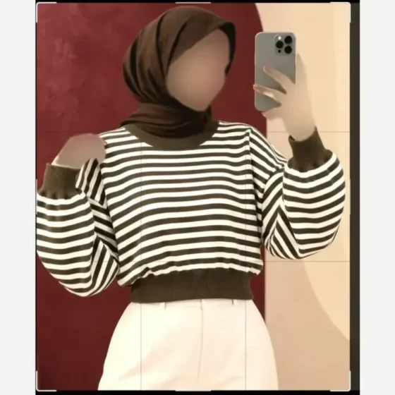 کراپ بافت زنانه راه راه خطی فری سایز