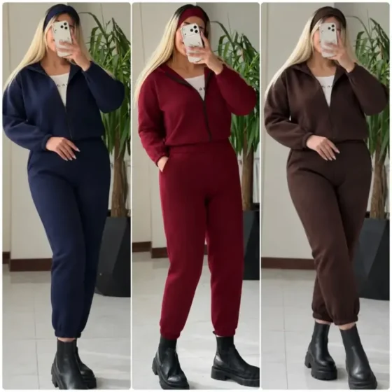 ست سه تیکه سویشرت کراپ شلوار انجل دورس پنبه تو کرکی سایز 36 تا 46