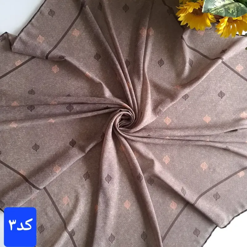 روسری نخی کشمیر قواره 140 مدل برگ دور دست دوز - تصویر 7