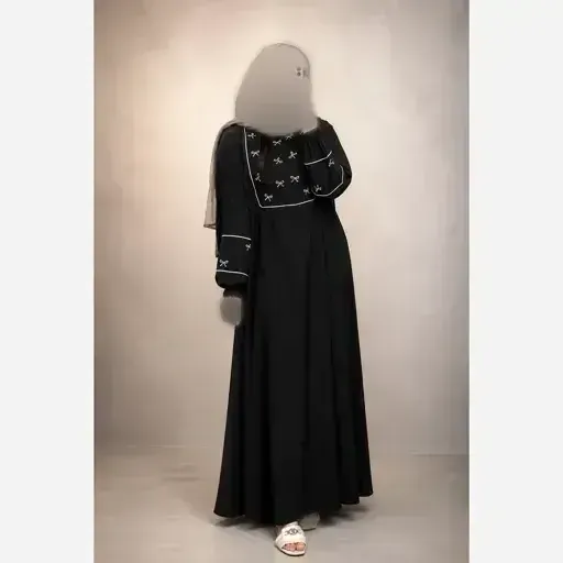 عبا گلدوزی پاپیونی مناسب شیردهی الیزه درجه یک مشکی
