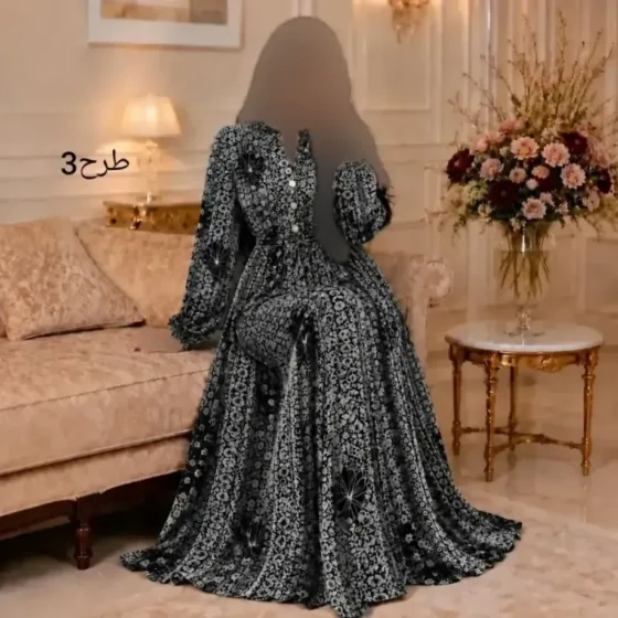 پیراهن بلند زنانه آسلین جنس الیزه قد ماکسی سایز بزرگ