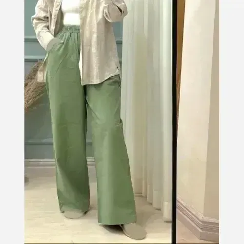 شلوار نیم بگ لینن زنانه سایز 38 تا 48 قد 100 سانت - تصویر 13