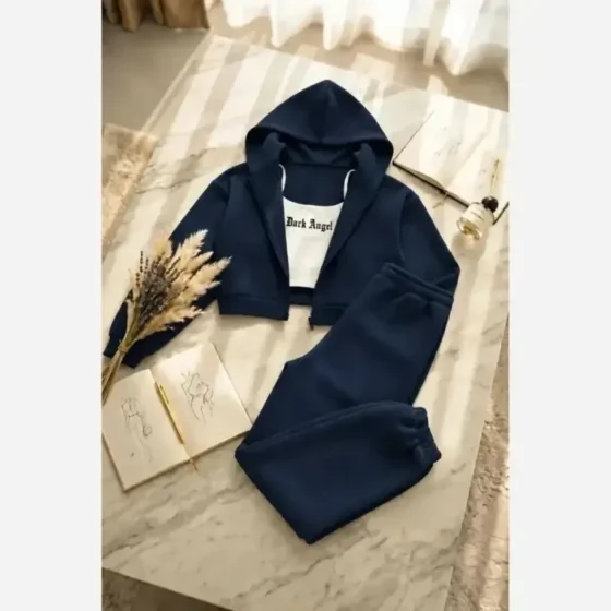 ست سه تیکه انجل جنس دورس داخل کرک رنگ زرشکی