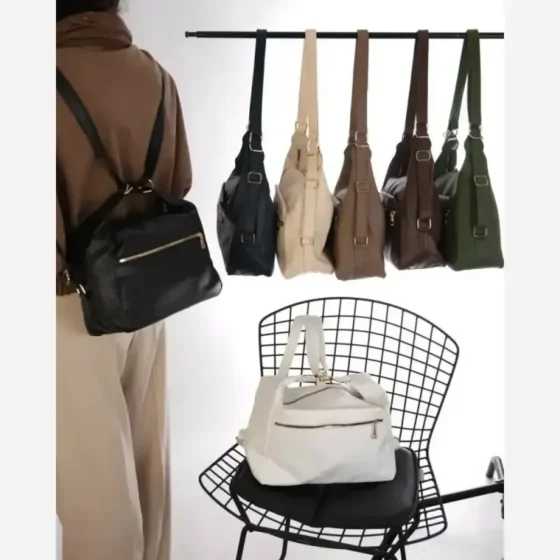 کیف زنانه مارون جنس شرانگ خارجی بند دوشی و کوله پشتی