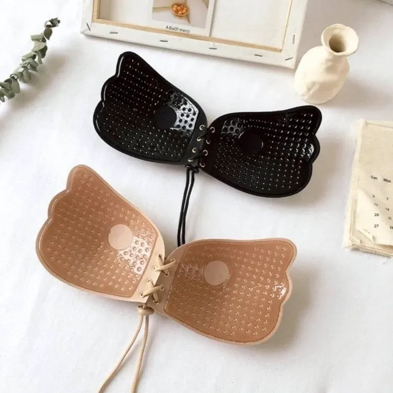 سوتین چسبی پروانه ای زنانه رنگ کرمی مناسب لباس مجلسی سایز 65 تا 95 - تصویر 2