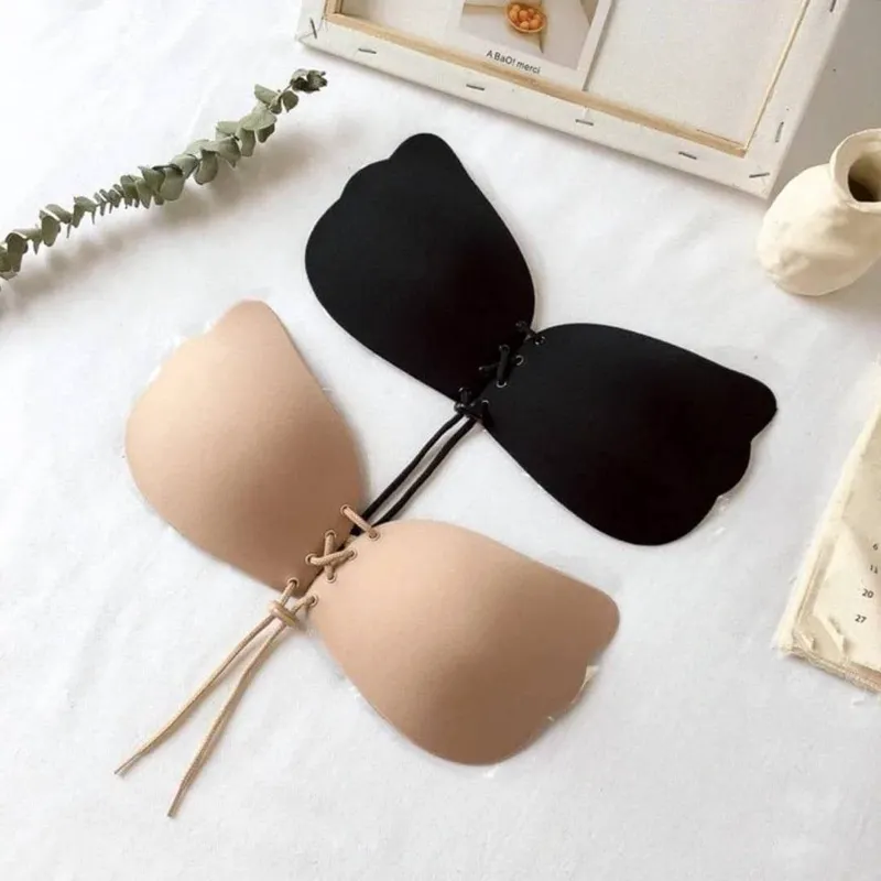 سوتین چسبی پروانه ای زنانه رنگ کرمی مناسب لباس مجلسی سایز 65 تا 95 - تصویر 3